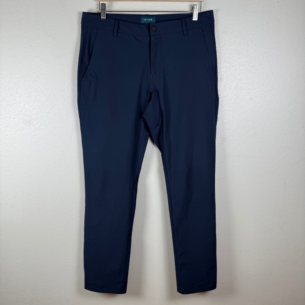 TAYLRD Mens Navy‎ Blue Performance Stretch Commuter Chino Pants 33x32